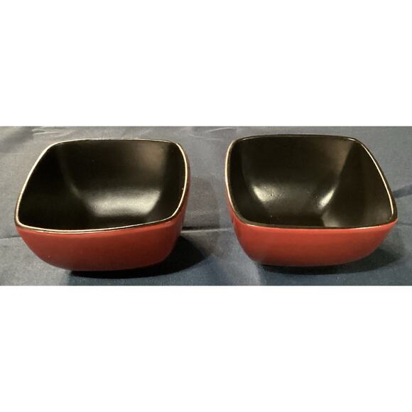 Set of 2 Home Trends Red Claret Black Square Soup Cereal Bowls - Picture 2 of 7